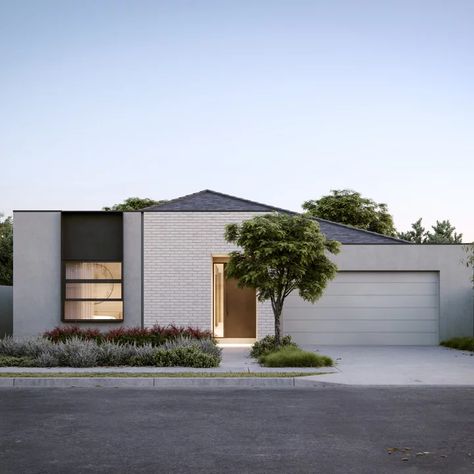 75 Beautiful Contemporary Brick Exterior Ideas & Designs - June 2022 | Houzz AU White Brick Facade House, Contemporary Brick Facade, Contemporary Brick House Exterior, Modern Brick Exterior House, Modern White Brick House, Brick Exterior Ideas, Exterior Brick Makeover, Brick Rendering, Feature Tree