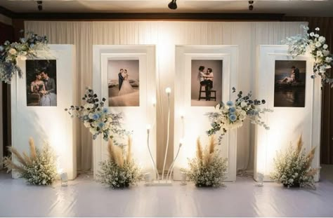 Photobooth For Wedding Receptions, Wedding Space Fillers, Minimalist Wedding Backdrop, Photobooth Wedding Backdrop, Wedding Photo Display At Reception, Wedding Photobooth Backdrop, Wedding Entrance Table, Wedding Photo Zone, Backdrop Photobooth