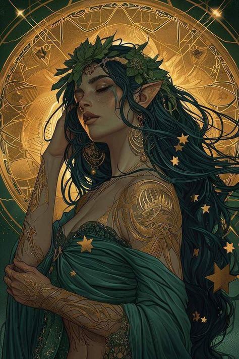 Dryad Aesthetic, Fae Woman, Dryad Art, High Fae, Greek Goddess Art, Nature Goddess, Elf Art, Dnd Art, Goddess Art