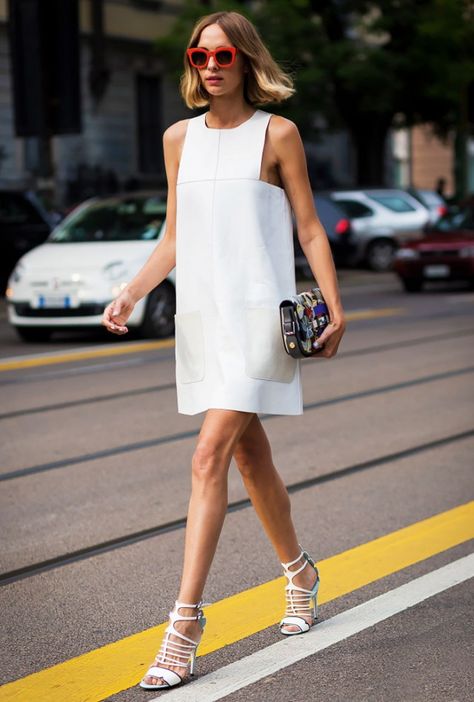 White Shift Dresses, Shift Dresses, Drafting Patterns, Street Style Summer, Diy Blouse, Summer Fashion Trends, Fashion Blouse, Little White Dresses, Trend Fashion