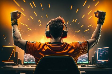 Photo professional e-sports gamer rejoic... | Premium Photo #Freepik #photo #cybersport #game-player #computer-game #video-gaming Gamer Photo, Total Gaming, Gaming Photo, Video Game Designer, Gaming Images, Gaming Photography, Gaming Thumbnail, Game Image, Pc Image