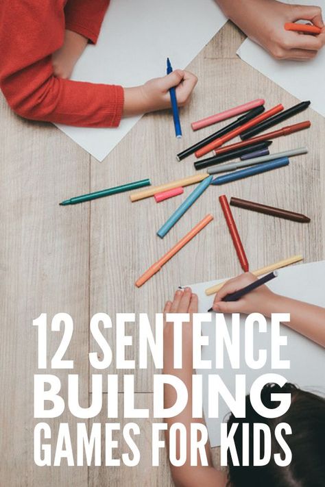 12 Sentence Building Games for Kids! | Who says sight words, sentence structure, parts of speech, grammar, and other language arts writing activities can’t be fun?! Ideal for kids in kindergarten, grade 1, grade 2, and grade 3, these sentence structure activities and sentence building worksheets will inspire you to create fun and engaging morning work activities and literacy center ideas that make learning fun and engaging. #languagearts #literacy #literacycenters #grammar #partsofspeech Kindergarten Sentence Writing, Complete Sentences Activities, Sentence Structure Worksheets, Sentence Building Games, Teaching Sentence Structure, Sentence Structure Activities, Teaching Sentences, Sentence Building Worksheets, Sentence Building Activities