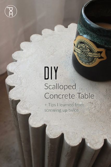 DIY Fluted Concrete Table + Tips I Learned From Screwing Up Twice | Pneumatic Addict Diy Round Pedestal Table, Pedestal Table Base Diy, White Cement Diy Craft, Diy Concrete Side Table, Diy Concrete Table, Fluted Concrete, Concrete Furniture Design, House Yard Ideas, Cement Furniture