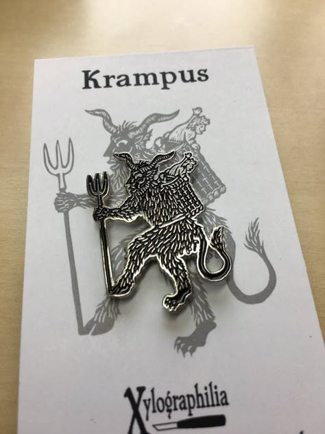 Ender Man, German Folklore, Spooky Pins, Krampus Christmas, Woodcut Art, Patch Sticker, Creepy Christmas, Enamel Pin Collection, Dark Christmas