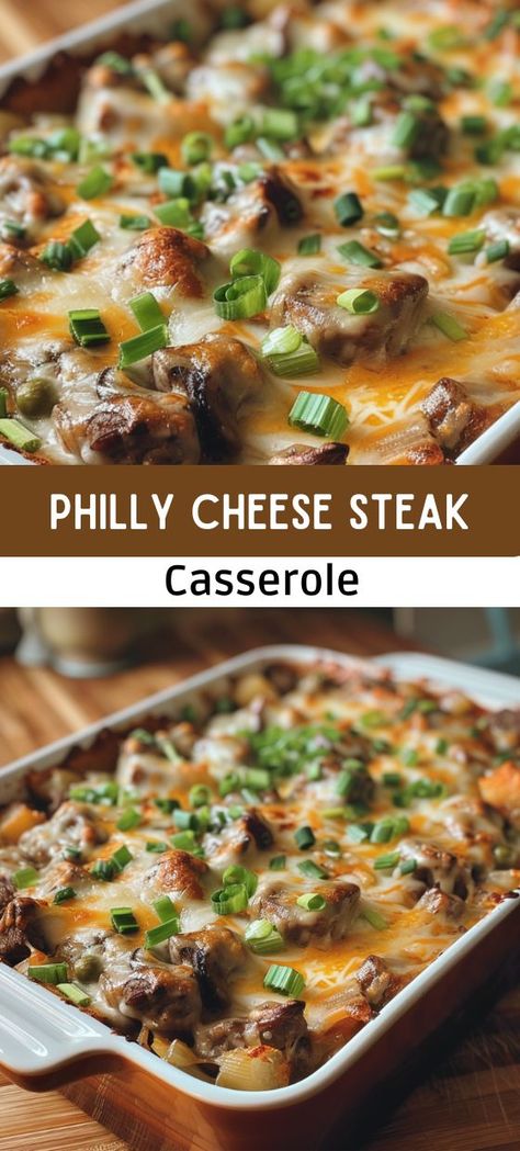 Steak And Cheese Sub, Cheese Steak Casserole, Philly Cheese Steak Casserole Recipe, Philadelphia Cheesesteak, Casserole Kitchen, Philly Cheese Steak Sandwich, Steak Casserole, Skillet Steak, Philly Cheese Steak Recipe