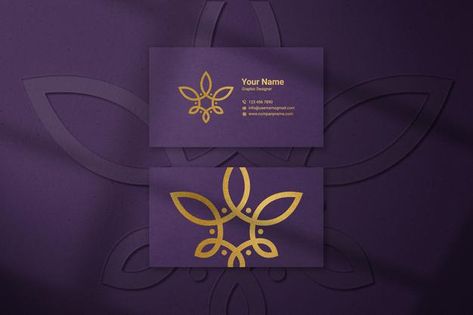 Luxury purple business card with gold em... | Premium Psd #Freepik #psd Purple And Gold Logo Design, Gold And Purple Branding, Luxury Website Color Palette, Purple Business Cards, Luxury Color Palette Branding Gold, Purple Branding Design, Purple And Gold Color Palette, Purple Stationary, Purple Branding