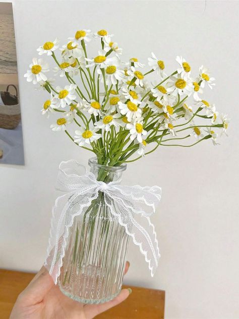 6pcs/12pcs-Small White Daisy Flowers Artificial,1 Bouquet/6Pcs 10.24 Inch Fake Daisies,Fall Wild Flower For Party Decor,Wedding Party Decoration, Room Decoration, Table Decoration, Outdoor Diy Garden Decoration (Vase Not  Inclouded)I discovered amazing products on SHEIN.com, come check them out! Yellow Flower Party Decorations, Daisy Table Centerpieces, Daisy Table Decorations, Diy Garden Decoration, Flower Party Decorations, Daisy Decorations, Daisy Decor, Flower Birthday Party, Paper Flower Decor