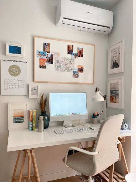 Cozy Home Office, Desk Inspiration, White Desk, Office Room Decor, Casa Vintage, Study Room Decor, Modern Home Office, Room Makeover Bedroom, Home Office Setup