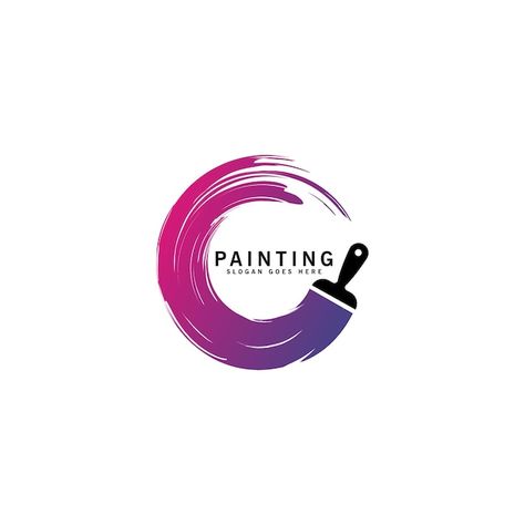 Creative paint brush logo design paintin... | Premium Vector #Freepik #vector #painter-logo #painting-logo #paint-logo #logo-illustration Painter Logo Ideas, Art Brush Logo, Painting And Decorating Logo, Paint Logo Design Graphics, Painting Logo Design Ideas, Painting Logo Ideas, Painter Logo Design, Brush Logo Design, Painting Company Logo