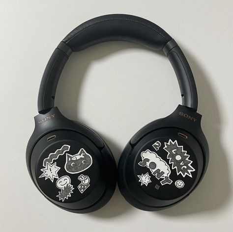 sony headphones aesthetic stickers decorating @/offonoff2 Headphone Decoration, Headphones Aesthetic, Cute Headphones, Sony Headphones, Mia 3, Dream Clothes, Things To Buy, بلاك بينك, Sake