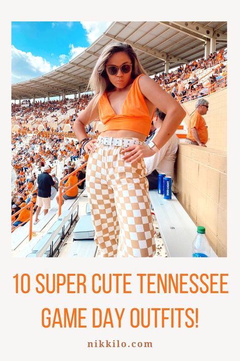 Tennessee Vols Outfit, Tennessee Vols Game Day Outfits, Vols Gameday Outfit, Ut Outfits, Tennessee Game Day Outfit, Tennessee Football Outfits, Outfits With High Tops, Orange Shirt Outfit, Tennessee Game Day