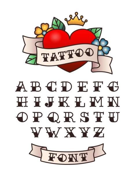 Traditional Tattoo Writing, Traditional Tattoo Font, Old English Font Tattoo, American Style Tattoo, Old School Fonts, Traditional Tattoo Old School, Sailor Tattoos, Traditional Style Tattoo, Omerta Tattoo