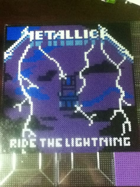 -Perler- METALLICA Ride The Lightning (Progress) by OtakuLuka.deviantart.com on @deviantART Perler Bead Patterns Music Rock Bands, Band Pearler Beads, Metallica Perler Beads, Perler Beads Movies, Metallica Ride The Lightning, Melty Bead Patterns, Pearl Beads Pattern, Ride The Lightning, Art Perle