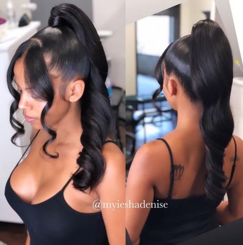 Nice Ponytail Hairstyles For Black Women, Updos For Medium Length Hair Prom Ponytail, Quick Weave Hairstyles Bundles, Barbie Ponytail With Color, Ponytail With Curtain Bangs Black Women, High Wavy Ponytail Black Women, 8th Grade Prom Hairstyles, Sleek Ponytail Hairstyles Black Women, Half Up And Down Hairstyles Black Women