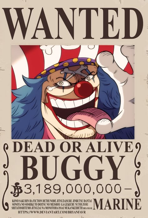 One Piece Bounty Posters, Baggy Le Clown, Wanted One Piece, Buggy One Piece, One Piece Gear 5, Buggy The Clown, Edward Newgate, One Piece Bounties, Big Mom