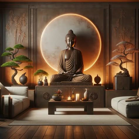 Manifesting Room Decor, Buddha Decor Ideas, Buddah Statue, Spa Retail, Modern Buddha, Zen Room Decor, Buddha Statue Home, Buddha Wall Decor, Buddha Home Decor