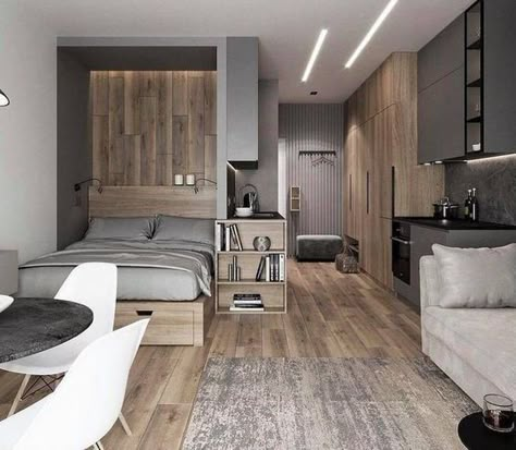 Small Apartment Plans, Apartemen Studio, Romantic Dance, Studio Apartment Living, Condo Interior Design, Studio Apartment Divider, Small Apartment Interior, Condo Interior, Condo Design