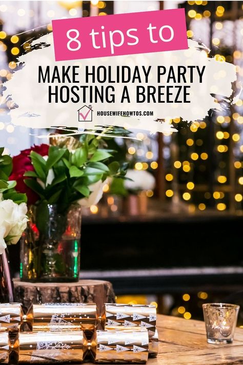 Hosting a holiday party doesn’t have to be stressful! These 8 tried-and-true holiday party tips from an experienced host will help you plan, decorate, and entertain with ease. Hosting A Work Party At Home, Hosting Holiday Party At Home, Holiday Party Hosting Ideas, Hosting Family In Your Home, Hosting Christmas Party, Party Hosting Tips, Handwritten Place Cards, Hostess Ideas, Hosting Holiday Party