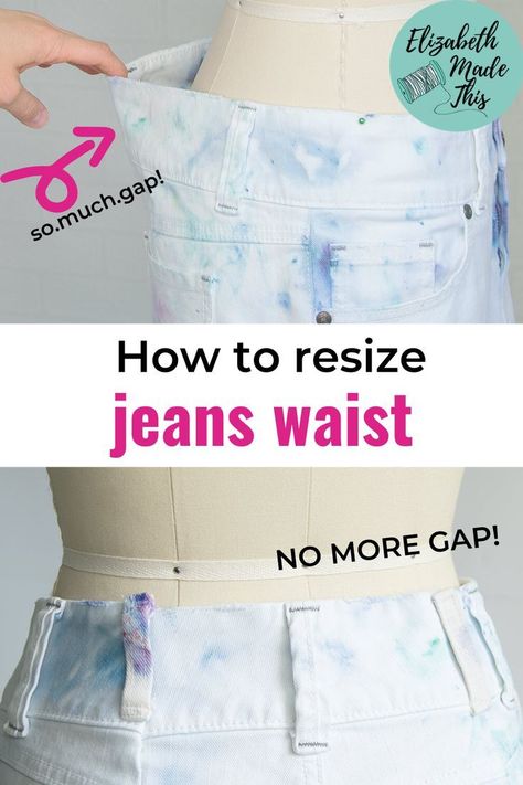 Jeans   back gap is one of the most annoying things.    I mean, it's already hard enough to find jeans that fit only to flash   the world when you sit down because the waistband is too big.  Here's how to resize jeans waist with just   a little sewing.  You'll love how your   jeans fit!  #sewingtutorial   #sewingalteration Resize Jeans, Thrift Store Fashion Diy, Clothes Repair, Altering Jeans, Annoying Things, Sewing Alterations, Simple Sewing, Life Guide, Washable Markers