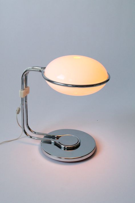 70s Italian Chrome Table Lamp - Desk Lamps -   ITALIAN INFLUENCE BUT MADE IN THE USA The shade is made of acrylic . Incomparable 70s deep chrome . 18.5 inches high by 16 wide . Use regular E26 medium size socket . Good vintage condition . Sold by VINTAGELAMPDEN on Etsy Price: 595.00 USD Buy Now  #Design #Desklamp #Industrial #Lampshade #Metal #Steel #Tablelamp #Vintage Chrome Table, Lamp Makeover, Chrome Table Lamp, Deco Luminaire, Cool Lamps, The Shade, Dream House Decor, Desk Lamps, Interior Inspo