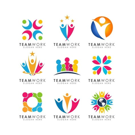 teamwork logo design vector Logo Design Ideas Graphics, Teamwork Logo, Unity Logo, Planner Logo Design, Logo Family, Union Logo, Connect Logo, Logo Design Agency, Charity Logos