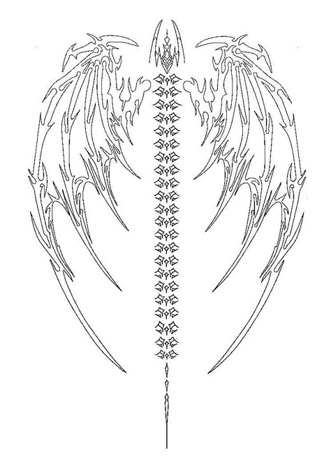 Full Back Wing Tattoo, Wing Back Tattoo Women, Wing Tattoo Designs For Women Back, Angel Wings Tattoo On Back, Wing Tattoos On Back, Waist Tattoos, Sigil Tattoo, Skeleton Tattoos, Tattoo Templates