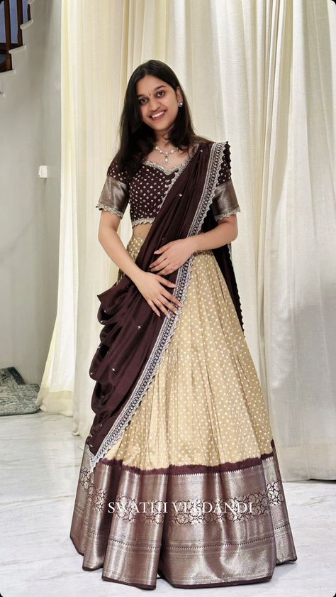 Dark Sider, Lehenga Saree Design, Long Frock Designs, Simple Lehenga, Half Saree Lehenga, Third Child, Long Gown Design, Traditional Blouse Designs, Lehenga Designs Simple