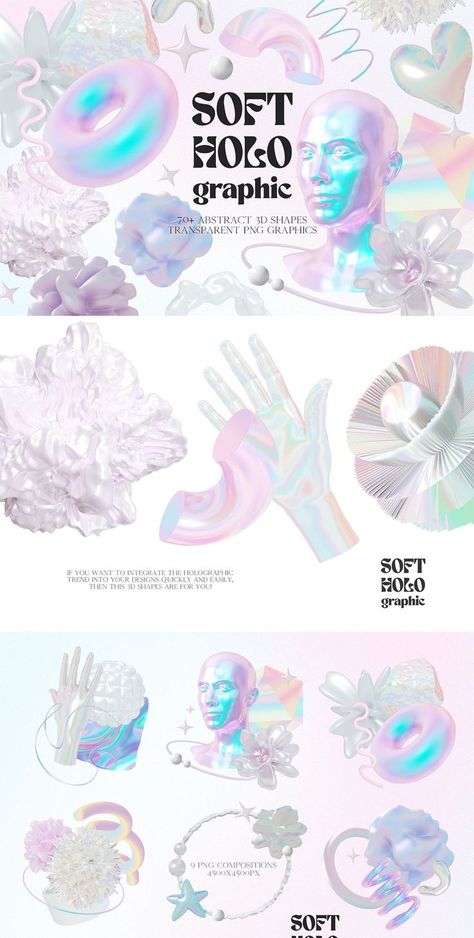 Y2k Graphic Design Free, Iridescent Design Graphic, Holographic Poster Graphic Design, Trends In Graphic Design, Holographic Drawing Tutorial, Iridescent Graphic Design, Holographic Design Graphics, Holographic Tutorial Art, Surreal Graphic Design