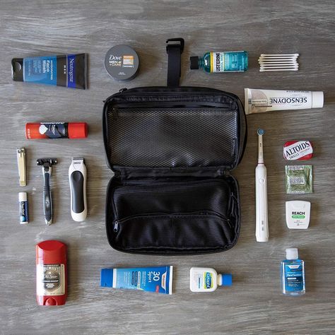 Men’s Toiletries, Men Toiletry Bag Essentials, Everyday Carry Essentials Men, Men’s Toiletry Bag, Men’s Essentials, Men Essentials Man Stuff, Mens Bathroom Organization, Mens Essentials Accessories, Toiletry Bag Essentials