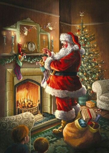 Filling up with warmth before going to his sleigh. Santa Claus Pictures, Christmas Santas, Christmas Scenery, Christmas Pics, Santa Claus Is Coming To Town, Animated Christmas, Christmas Gif, I Love Christmas, Santa Clause