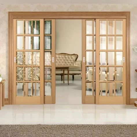 Wooden Glass Partition Design, Sliding Doors Internal, Glass Closet Doors, Sliding Doors Exterior, Wooden Sliding Doors, Wall Partition, Sliding French Doors, Internal Sliding Doors, Wooden French Doors