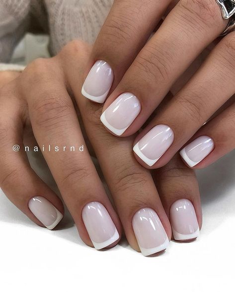 Milky White Base French Nails, Milky White French Manicure, Robin Nails, White On White French Manicure, Milky French Manicure, Wedding Gel Nails, French Manicure Gel Nails, Shellac Nail Designs, Dark Pink Nails