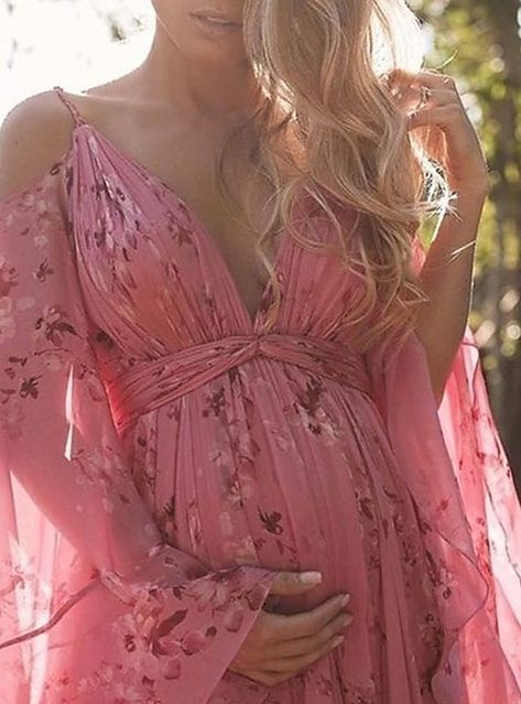 Dresses For Baby Shower, Dress For Pregnant Women, Maternity Dresses For Baby Shower, Print Chiffon Maxi Dress, Bohemian Dresses Long, Baby Shower Dress, Pink Strapless Dress, Spring Maxi Dress, Floral Print Dress Long