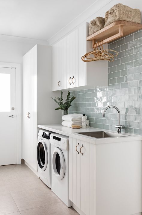 Laundry Bathroom Combo, Perfect Laundry Room, Laundry Reno, Organization Laundry Room, Laundry Makeover, Small Laundry Room Makeover, Organization Laundry, Laundry Room Flooring, Laundry Room Wallpaper