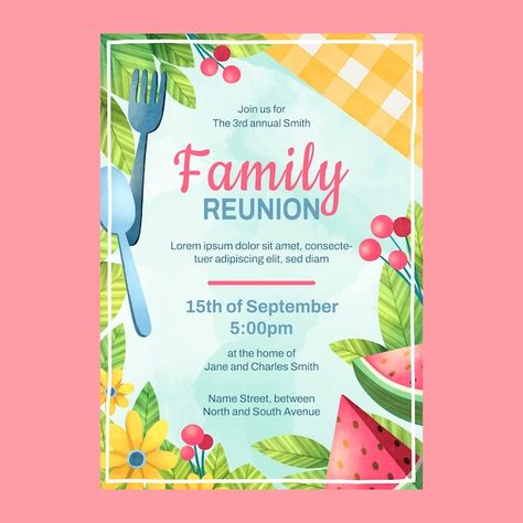 vectors, photos and PSD files | Free download Family Reunion Flyer Templates Free, Family Reunion Invite, Family Get Together Invitations, Family Day Invitation, Family Reunion Invites, Family Reunion Flyer, Reunion Template, Family Reunion Invitations Templates, Festival Invitation