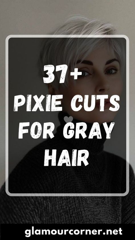 Discover the ultimate style transformation with these 37 stunning pixie cuts for gray hair! Whether you're embracing your natural silver or looking for a chic, edgy change, these pixie cuts offer the perfect blend of modern flair and timeless elegance. From textured layers to sleek finishes, find the ideal gray pixie cut that complements your unique style and enhances your gray tones. Don't miss out on these fabulous ideas to revamp your look and celebrate your gray hair with confidence! Gray Balayage Short Hair, Short Grey Pixie Haircut, Edgy Gray Hair, Pixie Gray Hairstyles, Short Silver Hair Pixie Cuts Older Women, Trendy Grey Hair, Short Grey Hair Styles, Gray Pixie Haircut Over 50, Gray Blending Hair