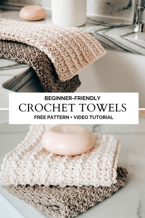 Crochet Towels, Crochet Dish Towels, Easy Beginner Crochet Patterns, Crochet Kitchen Towels, Crochet Washcloth Pattern, Dishcloth Crochet Pattern, Crochet Towel, Crochet Dishcloth, Crochet Washcloth