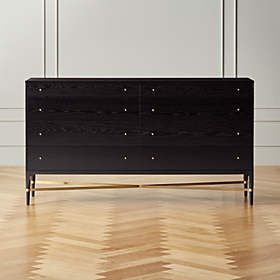 Paul McCobb Connoisseur Nightstand Model 8714 | CB2 Mens Dressers, Bedroom Chest Of Drawers Styling, Ebonized Oak, Queen Canopy Bed, Architectural Detailing, Low Dresser, Black Dressers, Oak Dresser, Mid Century Modern Dresser