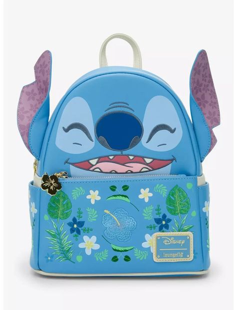 In hand to ship, brand new with tags Loungefly Disney Lilo & Stitch Floral Stitch Figural Mini Backpack - BoxLunch Exclusive. Manufacturer's Description: Add some floral fun to your Disney Parks look with this Lilo & Stitch mini backpack! Featuring embroidered details of Stitch's face on the body, the front pocket includes embroidered flower and leaf designs. With 3D ears and a flower zipper pull, this bag is made for beach days. Don't forget the matching crossbody and coin purse sold separately! - A BoxLunch Exclusive! - Polyurethane - Approx. 10 1/2" H x 7 1/2" W x 5" D - Imported Leaf Designs, Loungefly Disney, Lilo Stitch, Disney Lilo, Embroidered Details, Zipper Pulls, Mini Backpack, Lilo And Stitch, Beach Days