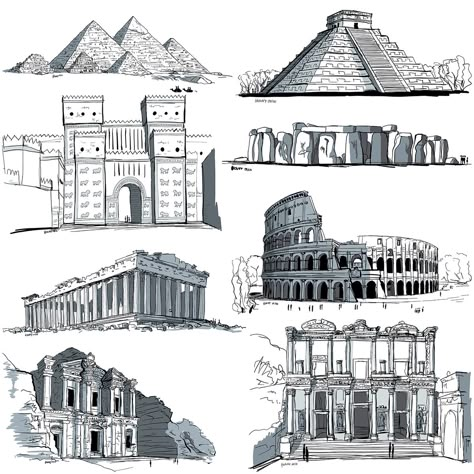 Sketchbook: Best of antique buildings and architecture on Behance Parthenon Architecture, Ancient Greek Buildings, Ancient Buildings Architecture, Ancient Egypt Architecture, Building Sketches, Greek Buildings, Antique Drawing, Buddhist Architecture, Architectural Sketching