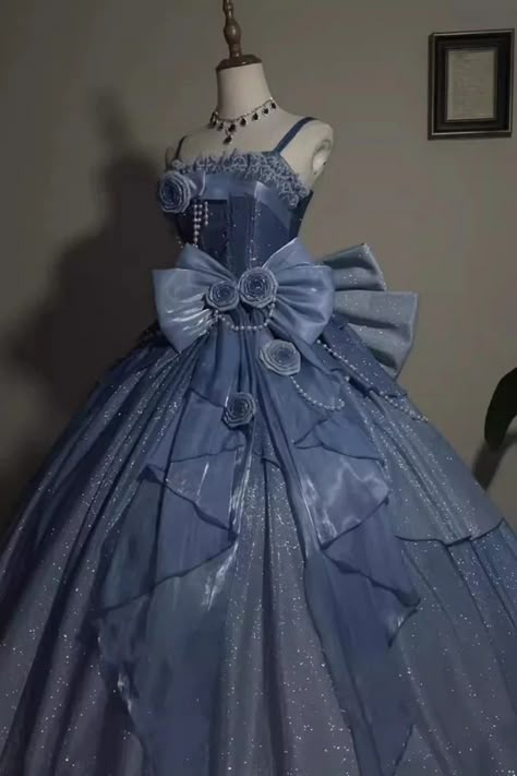 Blue Capture The Stars Hanayome Bowknot Shiny Sweet Princess Lolita J – LolitaInside Navy Blue Star Dress, Cute Ballgown, Blue Rococo Dress, Blue Prom Dress Accessories, Grad Dresses Blue, Blue Dress Outfit Winter, Light Blue Dress Aesthetic, Big Blue Dress, Royal Dresses Princesses