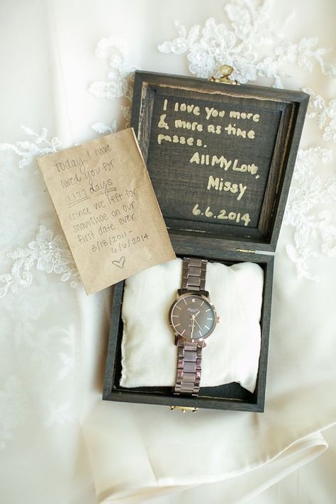 Groom's gift watch and wooden box Husband Birthday Decorations, Groomsmen Kit, Whimsical Garden Party, Bestman Gift, Happy Birthday Quotes For Him, Groom Box, Wishes For Boyfriend, Wood Bottle Opener, Surprise Boyfriend