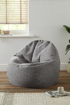 Charcoal Grey Chunky Weave Bean Bag Chair Grey Bean Bag, Grey And White Room, Mood Board Bedroom, Bean Chair, Teenage Boy Room, Bean Bag Living Room, Relaxation Space, Bedroom Corner, Cosy Corner