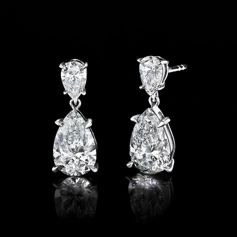 Ross-Simons - 3.00ct t. w. Pear-Shaped Lab Grown Diamond Drop Earrings in 14kt White Gold. Scintillating sparkle, impressive value. Offering a look of timeless glamour, our stunning earrings suspend 2.50 ct. t. w. pear-shaped lab-grown diamond drops from .50 ct. t. w. pear-shaped gems of the same kind. Crafted in polished 14kt white gold. Lab-grown diamonds are identical to mined diamonds according to their optical, physical and chemical properties. All Ross-Simons lab-grown diamond jewelry in 1 Diamond Earrings Set, Lab Grown Diamond Earrings, Pear Drop Earrings, Lab Grown Diamond Jewellery, Fancy Gold Earrings, Big Diamond Earrings, Pear Diamond Earrings, White Diamond Earrings, Pear Earrings