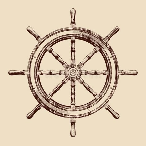 Ship wheel royalty free illustration Ship Wheel Tattoo, Ship Steering Wheel, Wheel Tattoo, Ship Wheel, Compass, Steering Wheel, Stock Vector, Nautical, Vector Images