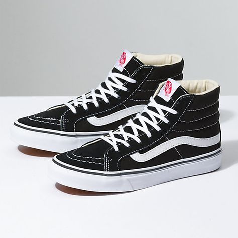 Vans Sk8 Hi Black, White High Top Vans, Happy Mothers Day Images, Vans High, Tenis Vans, Pastel Outfit, Shoe Shopping, Black And White Shoes, Black Vans