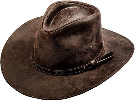 Brown Cowboy Hat, Leather Cowboy Hats, Outback Hat, Western Brown, Black Poncho, Chapeau Cowboy, Western Cowboy Hats, Outdoor Stuff, Winter Hats For Men