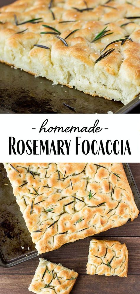 Focaccia is a classic Italian bread recipe. This Homemade Rosemary Focaccia version has a a crisp crust, chewy center, and hints of salt and rosemary in every bite! It's a great appetizer, especially when entertaining! | #dlbrecipes #breadrecipe #focaccia #appetizer #bread Focaccia Appetizer, Bread Boutique, Breakfast Focaccia, Italian Bread Recipe, Appetizer Bread, Italian Bread Recipes, Rosemary Focaccia, Pastas Recipes, Homemade Breads