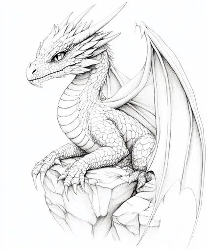 ↑↑↑ Larger size on website 🔸 A detailed pencil drawing of a baby dragon perched on a rocky outcropping. Its head is turned to the Dragon On Shoulder Drawing, How To Draw Dragons Sketches, Drawing Dragons Easy Step By Step, Dragon Artwork Drawing, Sleeping Dragon Drawing, Fantasy Dragon Drawing, Little Dragon Drawing, Fire Dragon Drawing, Wyvern Drawings