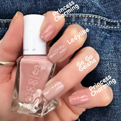 Comparison swatches to Essie ‘Princess Charming’ from the Enchanted Gel Couture line. Instagram: @livwithbiv Essie Nail Colors, Princess Charming, Nude Nail Polish, Essie Gel, Gel Couture, Gel Nail Colors, Essie Nail Polish, Essie Nail, Neutral Nails